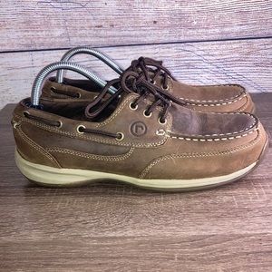 ROCKPORT WORKS RK6736 Sailing Club Steel Toe Boat Shoes, Brown M8.5 W10.5